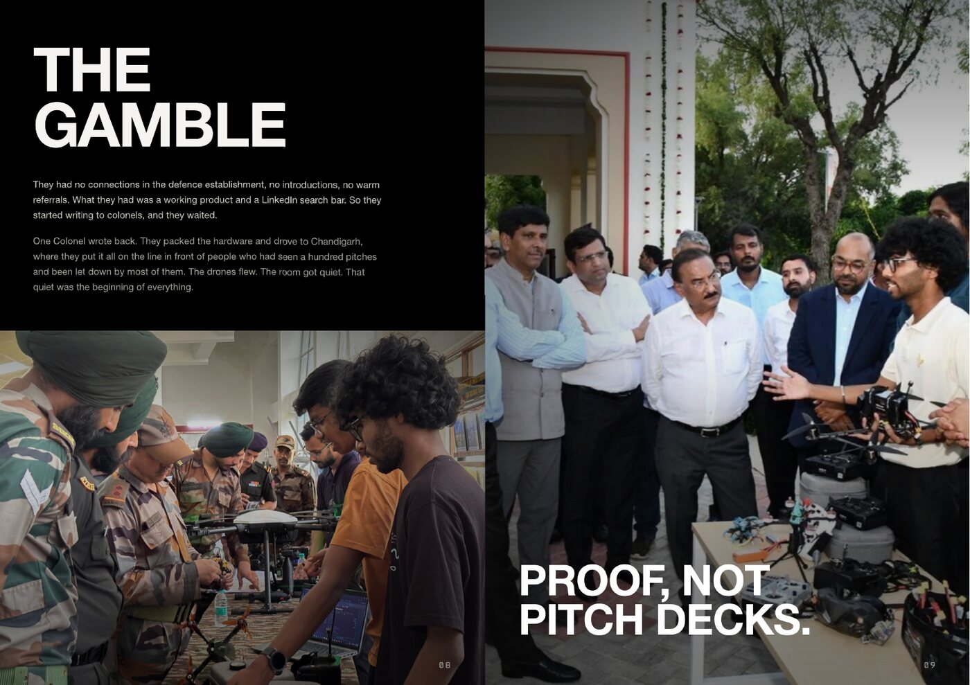 Demonstration to Indian Army officers, hardware on the table